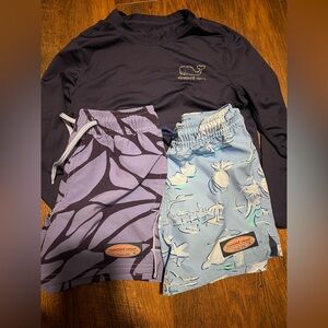 Vineyard Vines Swim Bundle Navy Rashguard & 2 pairs of Matching Swim Trunks 4T